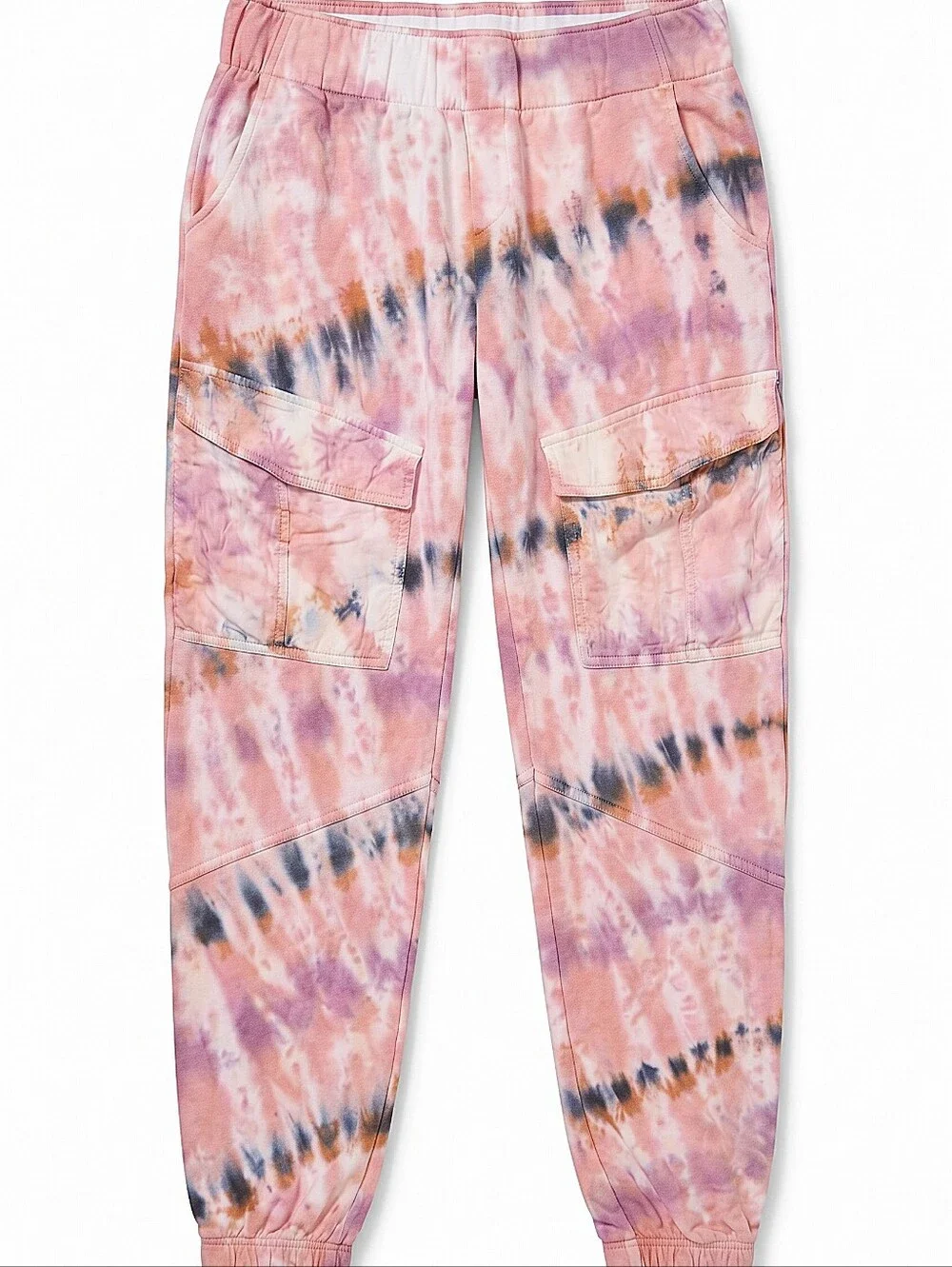 NWT! Young Fabulous & Broke Tie-Dye Cargo Joggers in Peach and Lavender